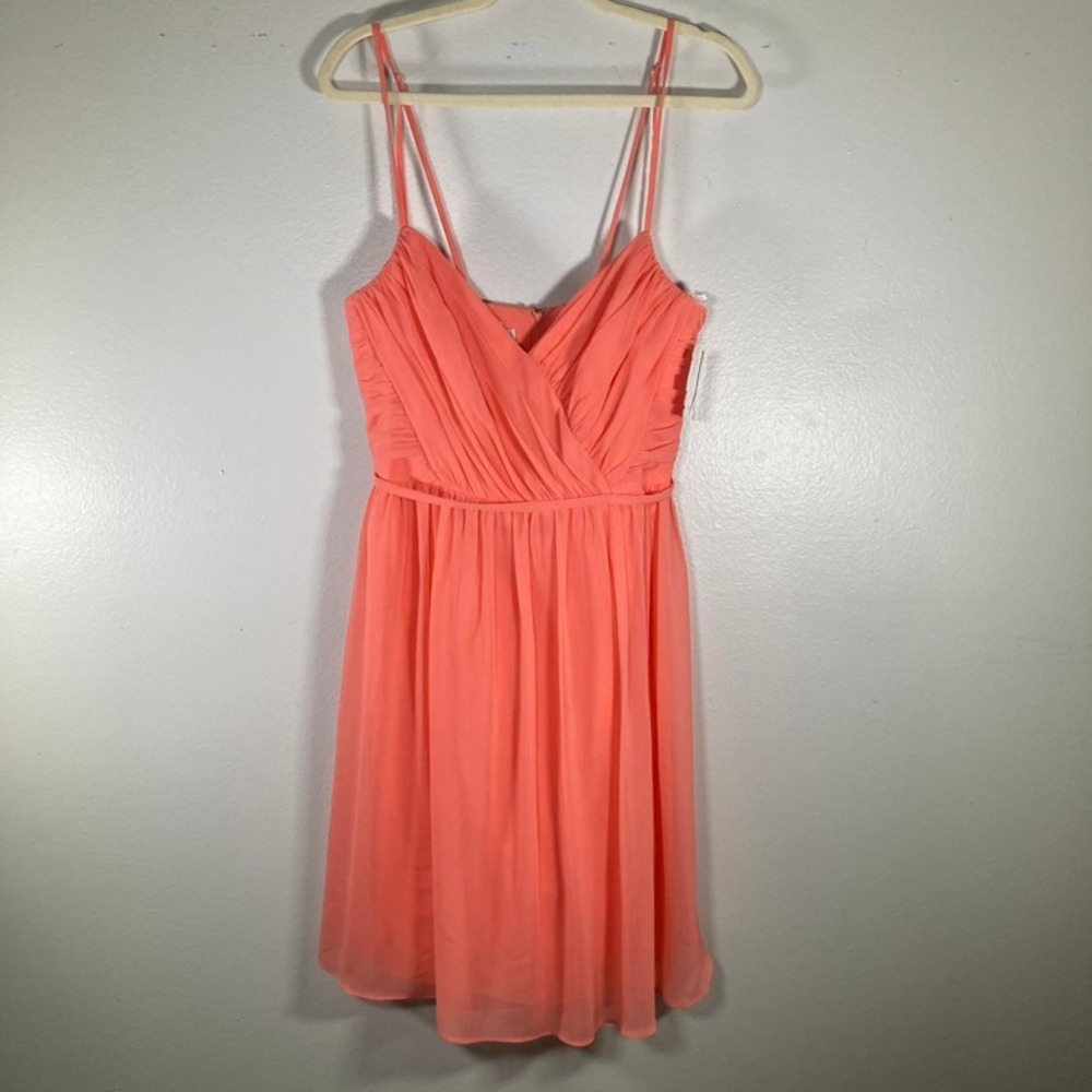 NWT Davids Bridal Womens 10 Coral Reef Chiffon Strappy Back Dress Size 10 NWT